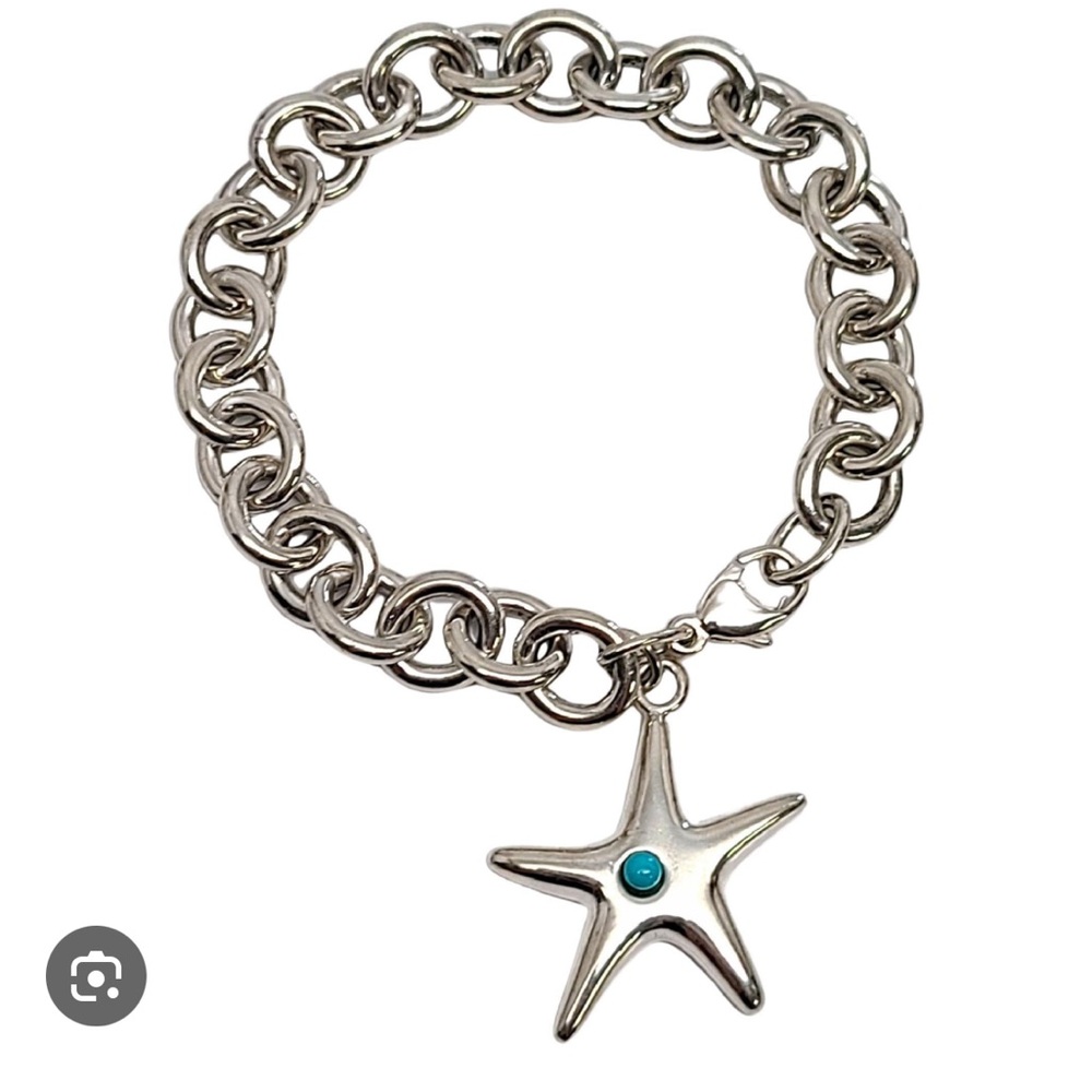 Tiffany’s Sterling Silver Rolo Link Turquoise Starfish Bracelet